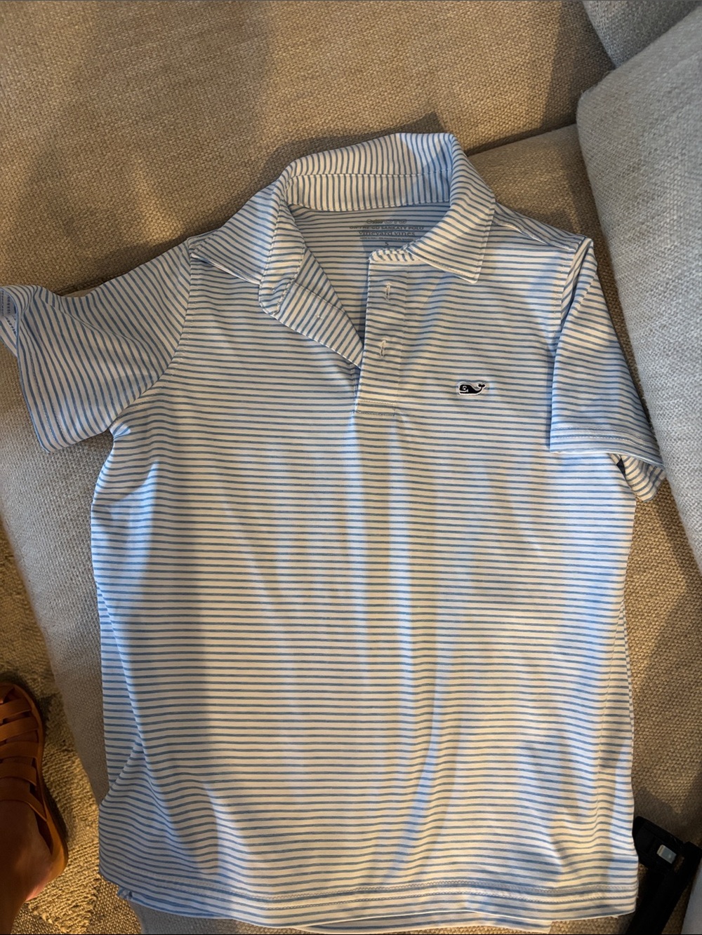 Vineyard Vines Light Blue and White Striped Polo